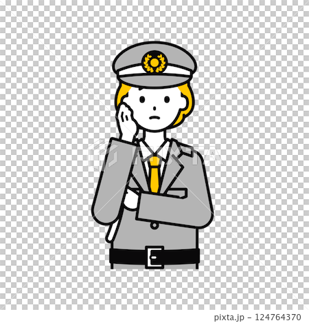 上半身のポーズ_シンプルな警備員の女性12 124764370