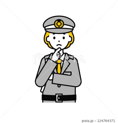 上半身のポーズ_シンプルな警備員の女性13 124764371