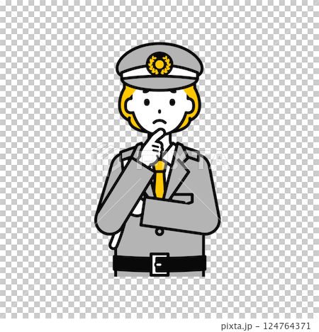 上半身のポーズ_シンプルな警備員の女性13 124764371