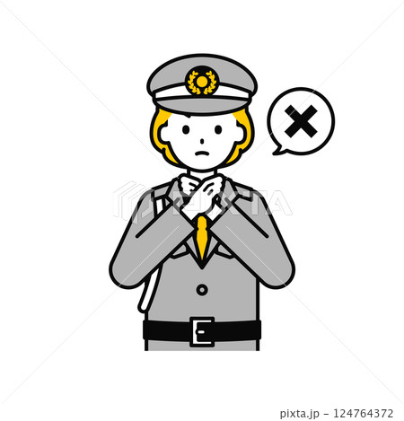 上半身のポーズ_シンプルな警備員の女性14 124764372