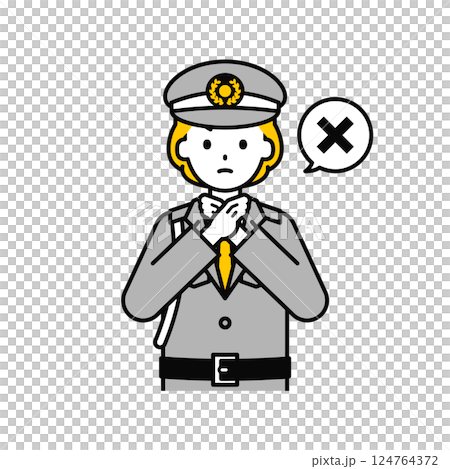 上半身のポーズ_シンプルな警備員の女性14 124764372