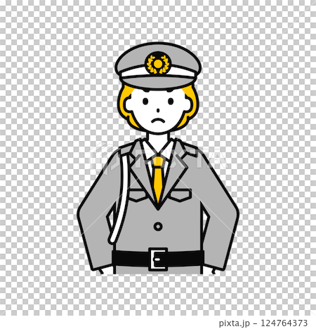 Upper body pose_simple security guard woman 15 124764373
