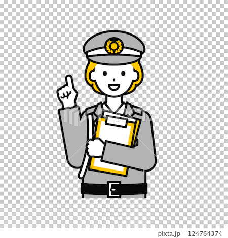 上半身のポーズ_シンプルな警備員の女性16 124764374