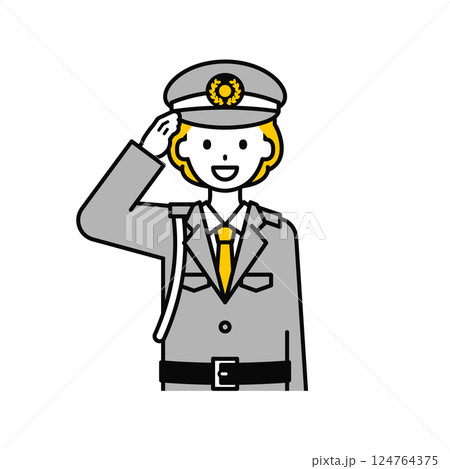 上半身のポーズ_シンプルな警備員の女性17 上半身のポーズ_シンプルな警備員の女性17 124764375