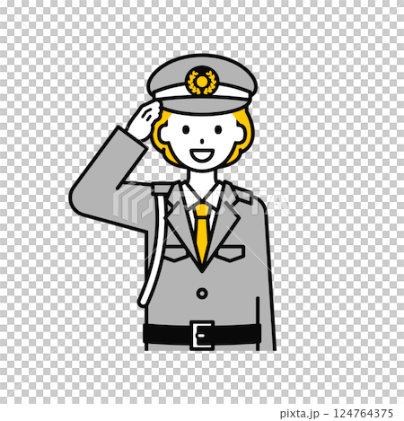 上半身のポーズ_シンプルな警備員の女性17 上半身のポーズ_シンプルな警備員の女性17 124764375