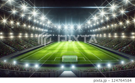 スタンドから見たサッカースタジアム 124764584