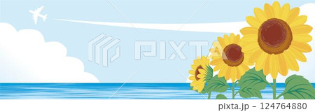 バナー web 広告 夏 向日葵 ひまわり 海 空 フレーム テンプレート 背景 デザイン イラスト バナー web 広告 夏 向日葵 ひまわり 海 空 フレーム テンプレート 背景 デザイン イラスト 124764880