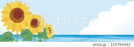 バナー web 広告 夏 向日葵 ひまわり 海 空 フレーム テンプレート 背景 デザイン イラスト バナー web 広告 夏 向日葵 ひまわり 海 空 フレーム テンプレート 背景 デザイン イラスト 124764881