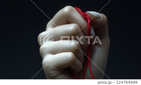 女性の手と赤い糸 124764899