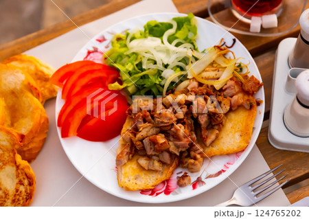 Popular Turkish dish called Kokorech (Kokorec). Popular Turkish dish called Kokorech (Kokorec). 124765202