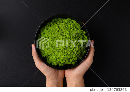 Wolffia or watermeal, Healthy edible small aquatic plant high protein and fiber Wolffia or watermeal, Healthy edible small aquatic plant high protein and fiber 124765268