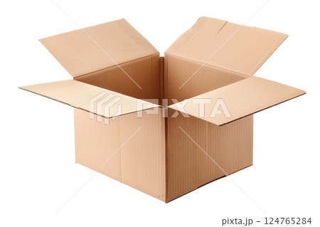 Open brown packing cardboard box isolated on white background png transparent clipart. Open brown packing cardboard box isolated on white background png transparent clipart. 124765284