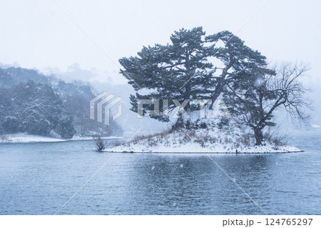 冬の多鯰ヶ池の雪景色 鳥取県 多鯰ヶ池 冬の多鯰ヶ池の雪景色 鳥取県 多鯰ヶ池 124765297