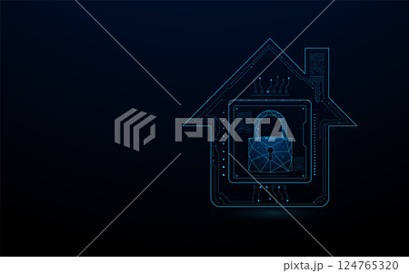 Futuristic Smart Home Security Concept with Digital Lock 124765320