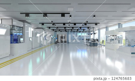 White futuristic semiconductor manufacturing factory White futuristic semiconductor manufacturing factory 124765683