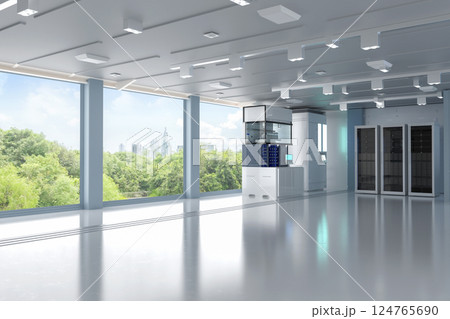 White futuristic semiconductor manufacturing factory 124765690