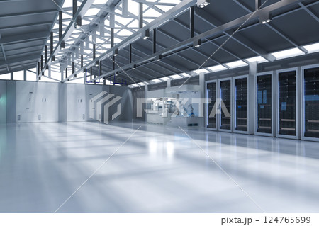 White futuristic semiconductor manufacturing factory 124765699