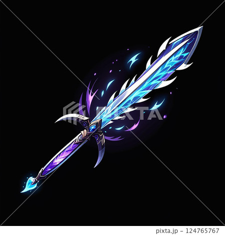 Glowing blue sword with intricate designs and...のイラスト素材 [124765767] - PIXTA