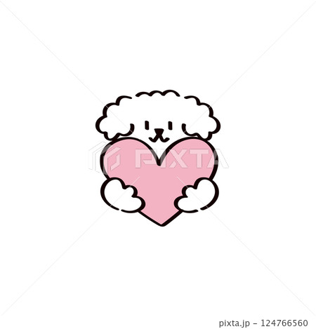 ハートを持った犬のイラスト 124766560
