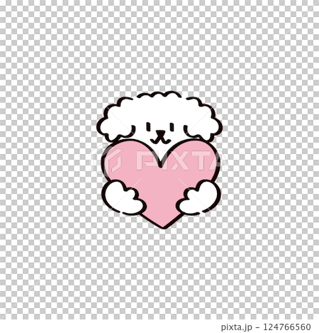 Illustration of a dog holding a heart 124766560