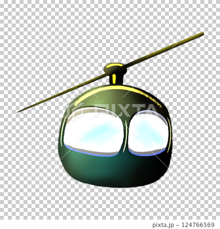 Cartoon green cable car with large windows isolated illustration  124766569