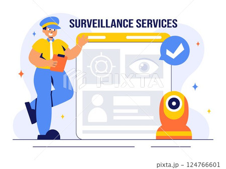 Surveillance Services Vector Illustration Featuring Various Technologies Used to Monitor and Supervise Activities in a Specific Area in a Background Surveillance Services Vector Illustration Featuring Various Technologies Used to Monitor and Supervise Activities in a Specific Area in a Background 124766601