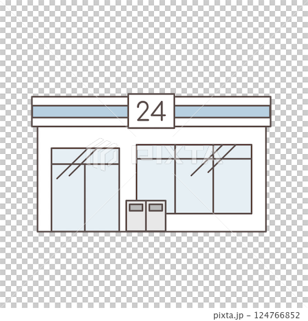 Illustration of a clerk and a convenience store 124766852