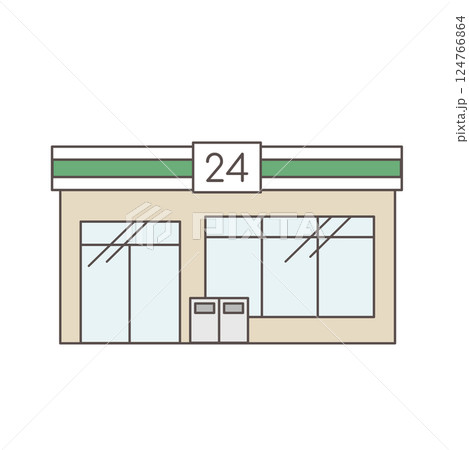 店員とコンビニのイラスト 店員とコンビニのイラスト 124766864