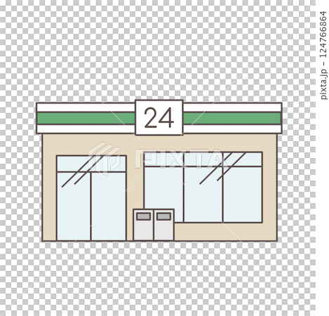 店員とコンビニのイラスト 店員とコンビニのイラスト 124766864