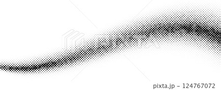 Black halftone wave background. Dotted curved flow wallpaper. Abstract grainy fluid backdrop texture. Vector grit pop art swoosh element for poster, banner, overlay, card, brochure, flyer, leaflet Black halftone wave background. Dotted curved flow wallpaper. Abstract grainy fluid backdrop texture. Vector grit pop art swoosh element for poster, banner, overlay, card, brochure, flyer, leaflet 124767072