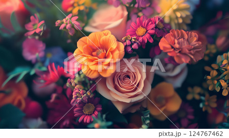 カラフルな花の背景素材（Generative AI） 124767462