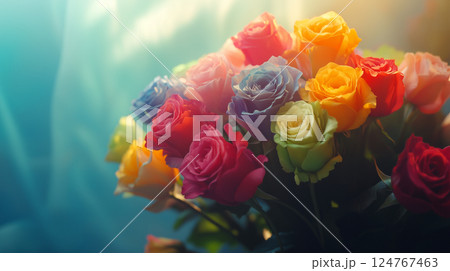 カラフルな花の背景素材（Generative AI） 124767463