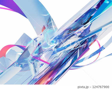 透明構造と滑らかな動きが融合する未来的抽象アート 124767900