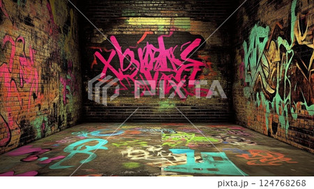 グラフィティアートの壁 グラフィティアートの壁 124768268