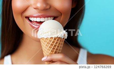 アイスを食べる女性 アイスを食べる女性 124768269