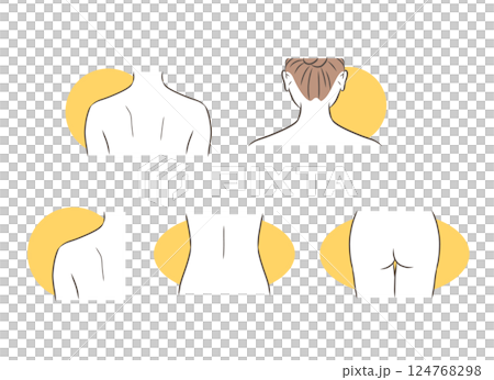 Illustration set of female body parts seen from behind Illustration set of female body parts seen from behind 124768298