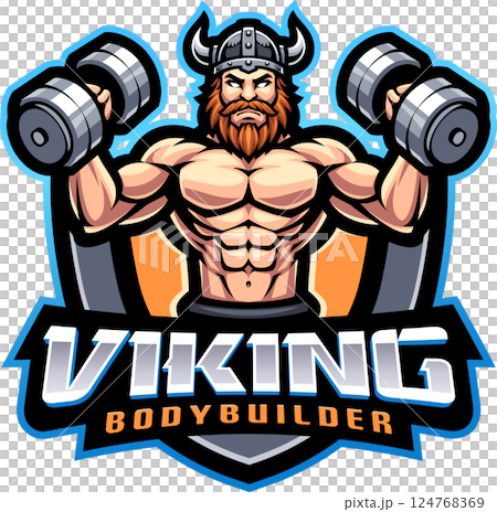 Viking body builder mascot Viking body builder mascot 124768369