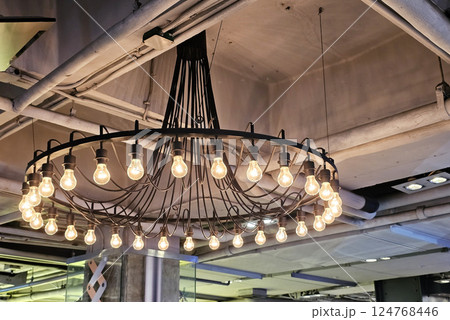 Vintage Lamps on the Ceiling. 124768446