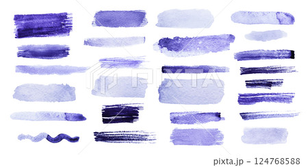 Exploring the beauty of violet watercolor strokes in various forms and patterns 124768588