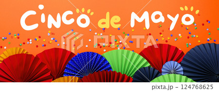Cinco De Mayo holiday postcard with orange background Cinco De Mayo holiday postcard with orange background 124768625