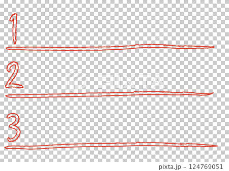 赤い1から3までの数字入り見出しラインセット 124769051