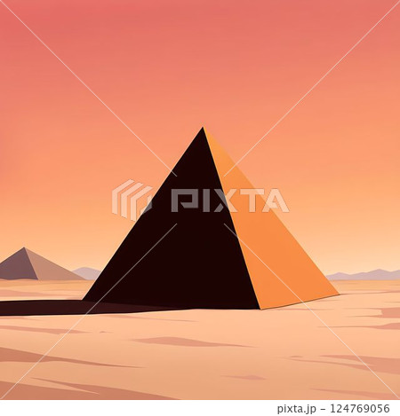 砂漠にあるピラミッドのイラスト 砂漠にあるピラミッドのイラスト 124769056