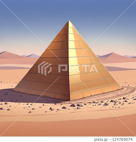 砂漠にあるピラミッドのイラスト 124769074