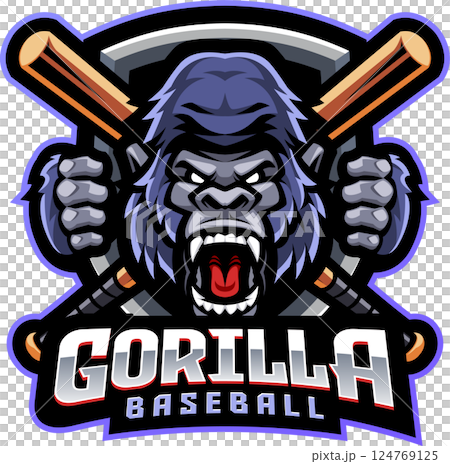 Gorilla baseball mascot 124769125