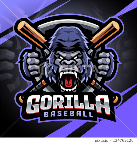 Gorilla baseball esport mascot logo design Gorilla baseball esport mascot logo design 124769126