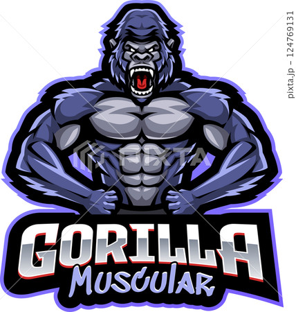Gorilla muscular mascot 124769131