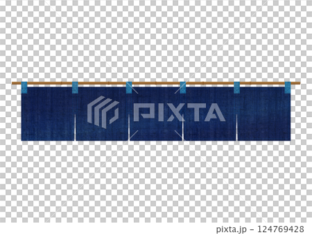 靛藍亞麻風暖簾 124769428