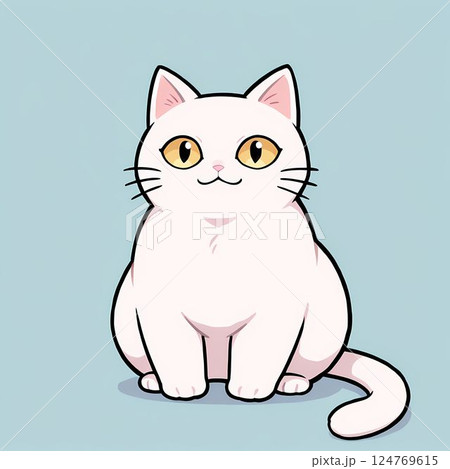 座っている白猫のイラスト 座っている白猫のイラスト 124769615