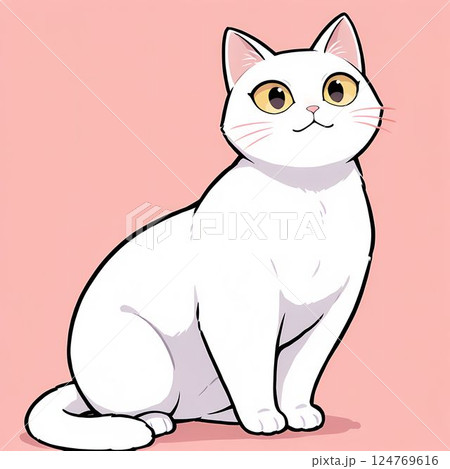 座っている白猫のイラスト 124769616