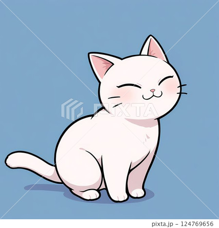 座っている白猫のイラスト 124769656